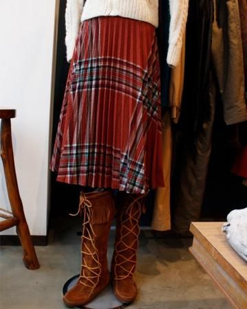 Wavy check accordion skirt(Made in Germany)