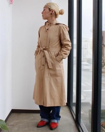 Cotton hooded trench coat(made in Romania)