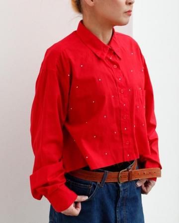 Cut-off rhinestone shirt