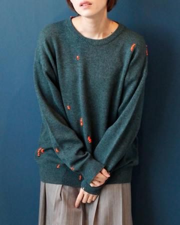 SheEPs Remake / embroidery wool sweater(green)
