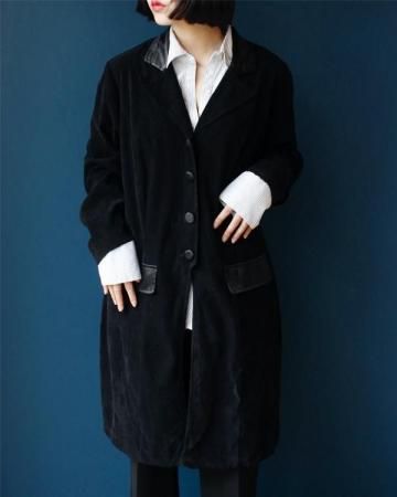 Long velour tailored jacket