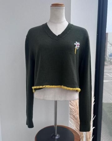 SheEPs Remake / embroidery clopped knit tops(flower)