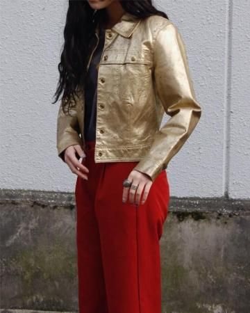 Metallic leather jacket