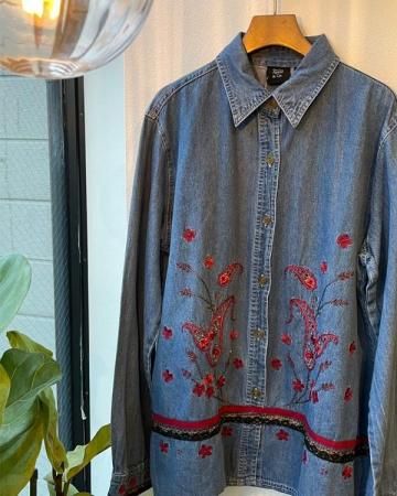 Beaded denim shirt