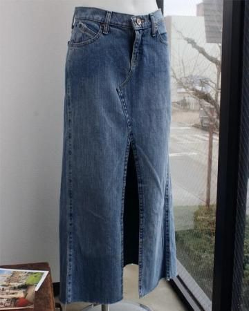 SheEPs remake / Front long slit denim skirt