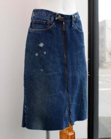 SheEPs remake / Front zip midium denim skirt