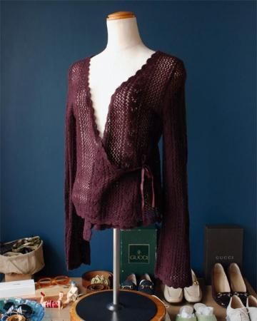 Open work knit cardigan