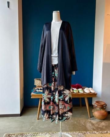 Black silk nightgown