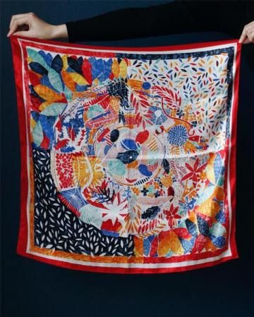 Flower silk scarf