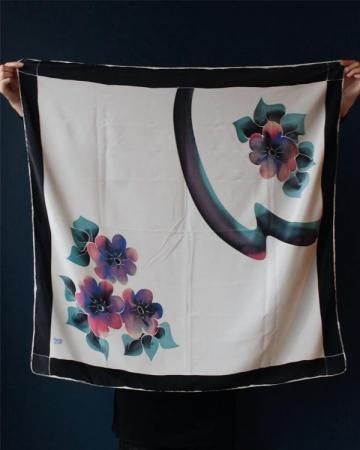 Watery flowers silk scarf
