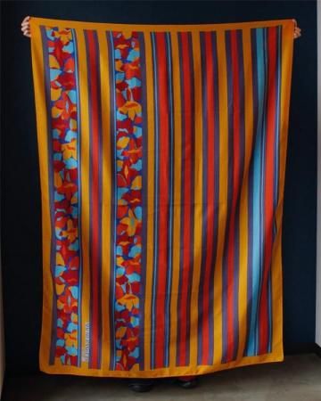 Stripe  flower pattern scarf