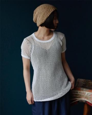 CRYSTAL mesh shirt(white)- made in UK