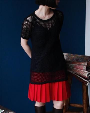 CRYSTAL mesh shirt(black)- made in UK