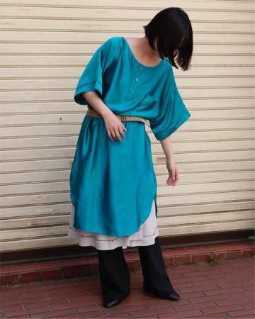 80's Henley neck night gown dress(made in USA)