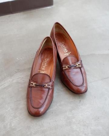 70's Leather heel loafer(made in Italy)