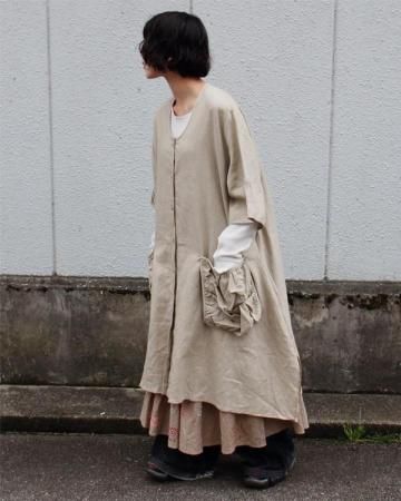 Linen double pocket dress