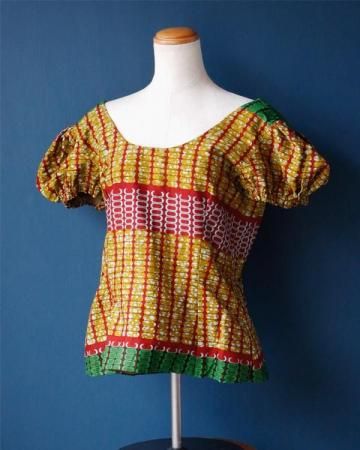 African batik puff sleeve tops