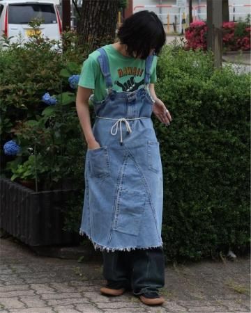 Sheeps Remake / denim jumper skirt