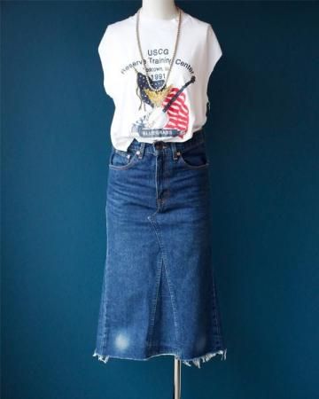 SheEPs Remake / Levi's 605/0217 denim long skirt (indigo blue)