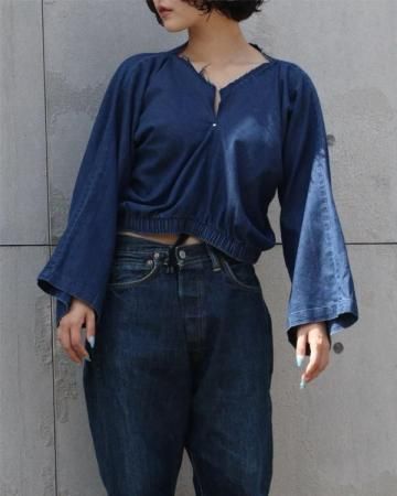Sheeps Remake / stretch denim cut sew(D.Blue)
