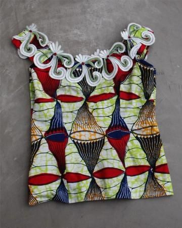 African batik embroidery tank top