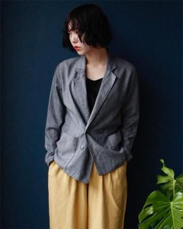 Linen striped tailored jacket