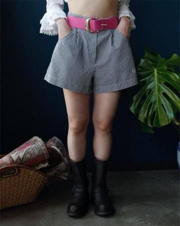 Gingham check seersucker shorts(made in Italy)