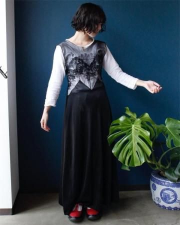 Sheer satin embroidered dress