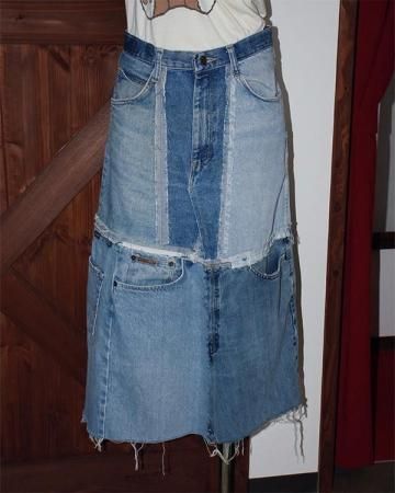 SheEPs Remake / Patchwork denim long skirt(wrangler)
