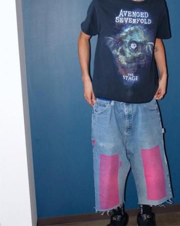 SheEPs Remake / Denim painter short pants(pink)