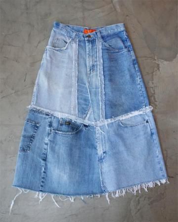 SheEPs Remake / Patchwork denim long skirt(Lee)
