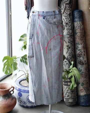 Sheeps Remake / Denim wrap long skirt