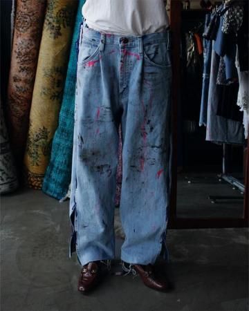 Sheeps Remake / Lace up denim pants