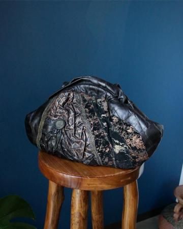 Vintage patchwork leather shoulder bag