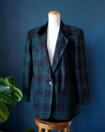 Velour collar checkered tailored jacket