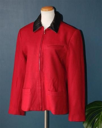 Leather collar wool jacket(made in USA)