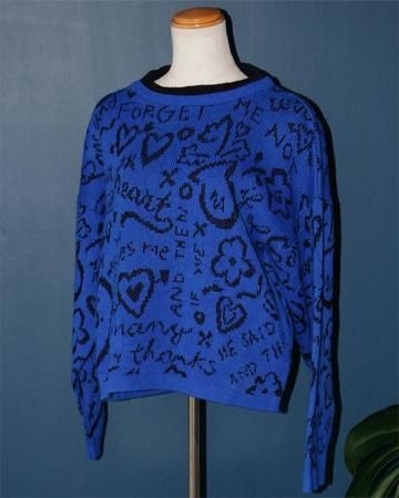 Jacquard heart patterned knit(made in USA)