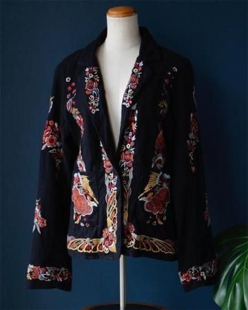 Beaded cotton tailored jacket