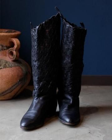 Leather mesh long boots(made in France)