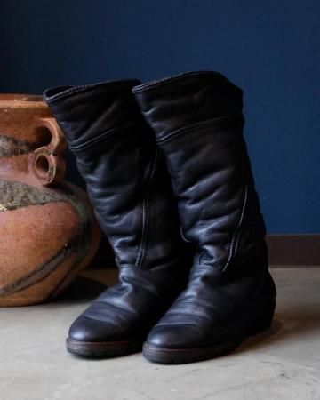 Boa leather long boots(made in Italy)