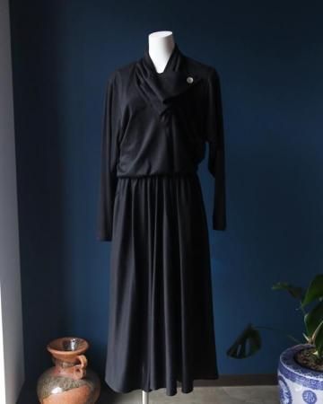 80s Folded collar soft dress(made in USA)