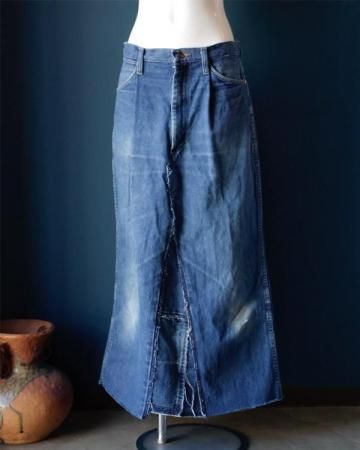 Sheeps Remake / Denim long skirt(W80)