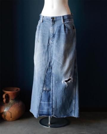 Sheeps Remake / Denim long skirt(W80-4)