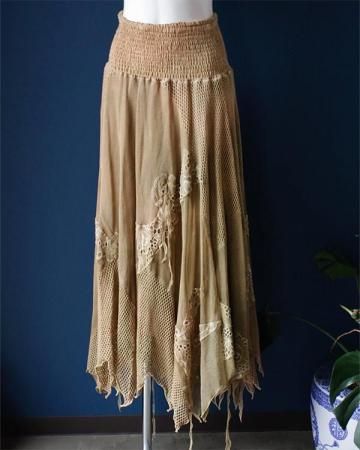 Mesh fringe skirt(made in Italy)