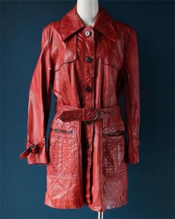 70's leather jacket with belt(made in Taiwan)