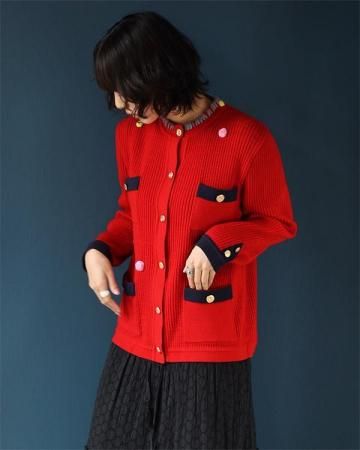 Sheeps Remake / embroidery cardigan(red)