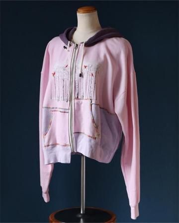 Sheeps Remake / patchwork zip parka(pink)