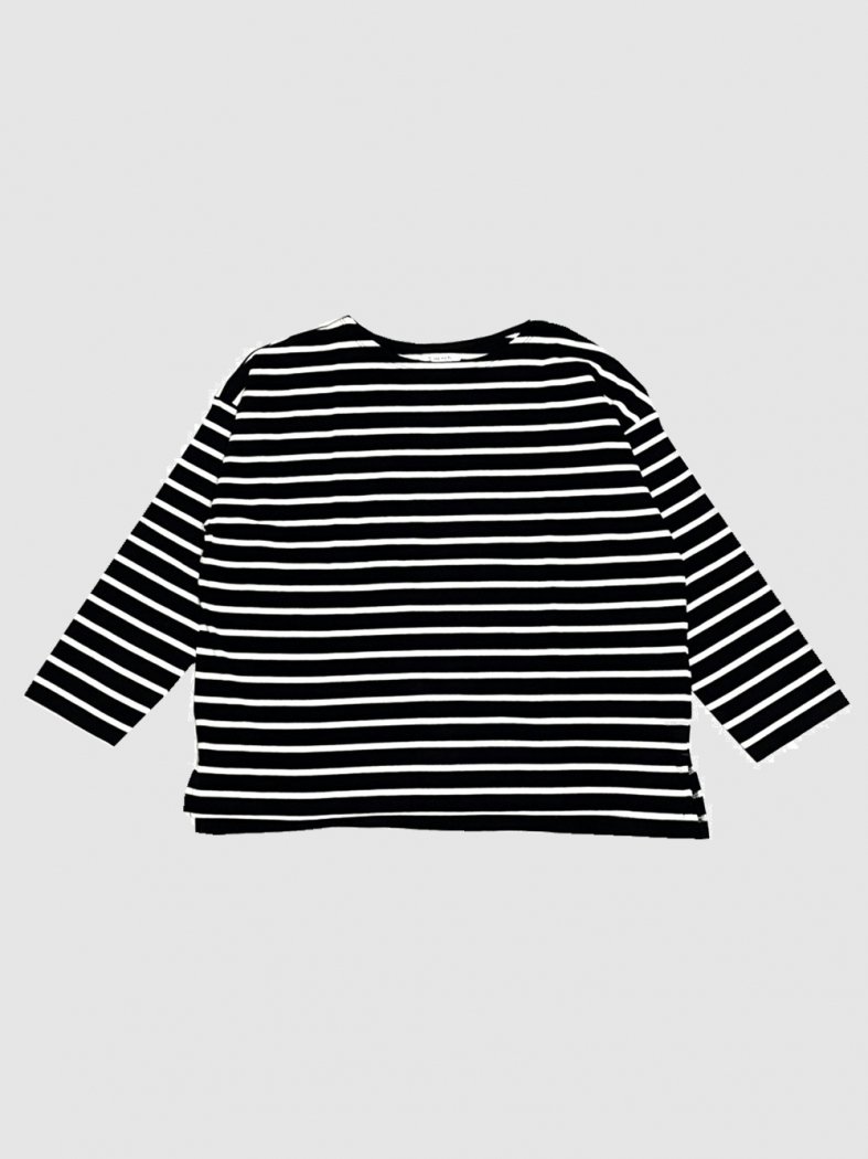 Basque Striped Pullover BLACK