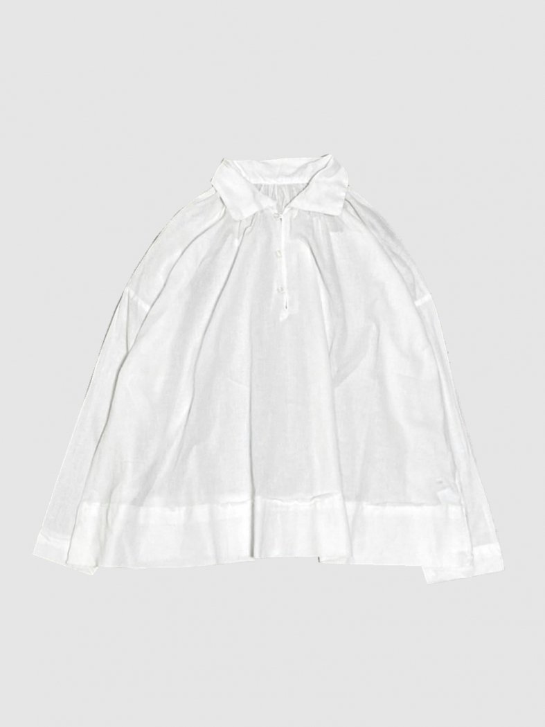 Linen-Cotton Voile Blouse WHITE