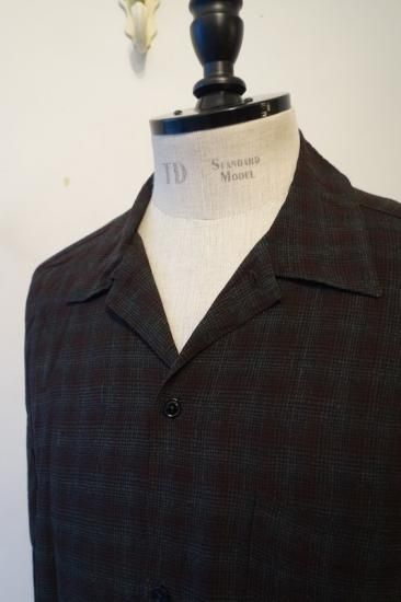 OP COLLLAR SHIRTS RAYON強撚 BRCHECK レーヨン 3 MAATEE&SONS OP COLLLAR SHIRTS RAYON強撚 BRCHECK - DIMPLE